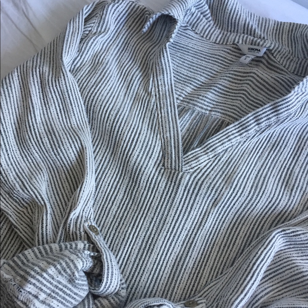 Sonoma striped linen dress with tie waist